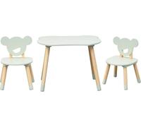 Rebecca Mobili Table et 2 chaises pour enfants Aniba 44x60x56 MDF pin vert aqua brun SET 3 pièces