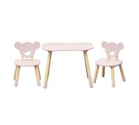 Rebecca Mobili Table et 2 Chaises pour Enfants, Ensemble Table avec Chaises, Rose Marron, MDF Pin, pour Chambre Enfant, Style Scandinave - Dimensions : 44 x 60 x 56 cm / 47 x 30 x 28 cm - Art. RE7138