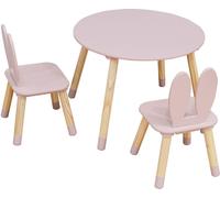 Rebecca Mobili Table et 2 chaises pour enfants Hely 44x60x60 MDF pin rose marron SET 3 pièces