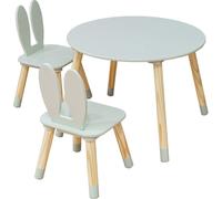 Rebecca Mobili Table et 2 chaises pour enfants Milicia 44x60x60 MDF pin Aqua vert marron SET 3 pièces