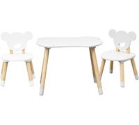 Rebecca Mobili Table et 2 chaises pour enfants Nefel 44x60x56 MDF pin blanc marron SET 3 pièces