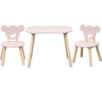 Rebecca Mobili Table et 2 chaises pour enfants Sika 44x60x56 MDF pin rose marron SET 3 pièces