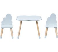 Rebecca Mobili Table et 2 chaises pour enfants Sitka 44x60x60 MDF Bois Bleu Ciel Marron Scandinave SET 3pcs