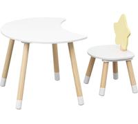 Rebecca Mobili Table et chaise pour enfants Buriti 44x60x40 MDF pin blanc marron SET 2 pièces