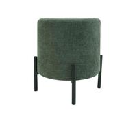 Rebecca Mobili Tabouret Moderne, Pouf Repose-Pieds Bas, Vert Foncé, Tissu Polyester Acier, Rembourré, Rond, pour Salon - Dimensions HxLxP: 43,5 x 38 x 38 cm - Art. RE7060