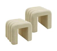 Rebecca Mobili Tabouret Nikau 40x38x40 Polyester tissé MDF Beige Moderne SET 2 pièces