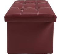 Rebecca Mobili Pouf Recipient Simili Cuir, Pouf, Cube, Repose-Pieds - Dimensions: 30 x 30 x 30 cm (HxLxL) (Bordeaux)