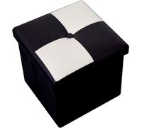 Rebecca Mobili Tabouret rembourré en fibre de bois et similicuir, noir et blanc