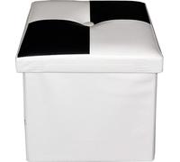 Rebecca Mobili Tabouret rembourré en fibre de bois et similicuir noir et blanc