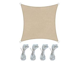 Rebecca Mobili Voile d'Ombrage Toile d'ombrage Parasol pour l'Extérieur de Forme Carree Beige Polyéthylène Anti UV Cordes de Fixation Terrasse 3,6x3,6 m (Cod. RE6337)