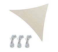Rebecca Mobili Voile d'Ombrage Triangulaire, Voile d'Ombrage de Jardin, Blanc Crème, Polyester Imperméable, avec Cordes et Anneaux, avec Housse - Dimensions : 3,6x3,6x3,6 m - Art. RE6971