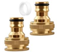 REBECCAGIBSON Lot de 2 raccords de tuyau 1/2" et 3/4" 2 en 1 avec bande de matières premières, raccord de tuyau en laiton, raccord universel avec filetage intérieur