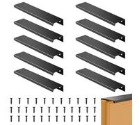 REBECCAHOWARD Lot de 10 poignées de tiroir cachées, 200 mm, carrées, cachées, en aluminium, pour tiroir, armoire - Noir