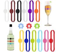 REBECCAHOWARD Lot de 12 anneaux de marquage pour verre à vin avec 6 marques de fleurs de prunier, couleurs mélangées, marqueurs de verre en silicone, marqueurs de verre à vin, pour bar