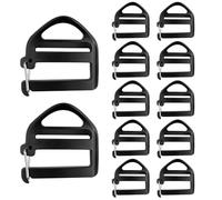 REBECCAHOWARD Lot de 12 boucles réglables de 25 mm - Boucles de rechange pour sac à dos - Boucle de serrage pour sac à dos, valise, bagages, outils de réparation (noir)