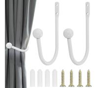 REBECCAHOWARD Lot de 2 embrasses rondes en métal avec vis, moderne à mur, crochets en U, embrasses métalliques, embrasses de rideaux fixes ou objets, pour rideaux