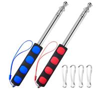REBECCAHOWARD Lot de 2 mâts télescopiques de 200 cm pour bannière rétractable - Poteau de drapeau portable en acier inoxydable - Pour guide touristique - Pour enseignement - Bleu et rouge