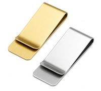 REBECCAHOWARD Lot de 2 pinces à billets en acier inoxydable pour ranger de l'argent et des cartes de crédit (argent et or)
