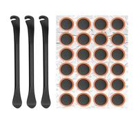 REBECCAHOWARD Lot de 3 démonte-pneus en métal stable - Levier de montage pour vélo - Outil de changement de pneu avec 24 patchs ronds