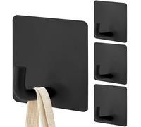 REBECCAHOWARD Lot de 4 crochets autocollants, crochets adhésifs en acier inoxydable, crochet étanche, sans perçage, idéal pour cuisines, salles de bains, bureaux (noir)