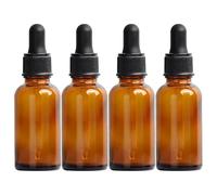 REBECCAHOWARD Lot de 4 flacons à pipette marron de 10 ml, en verre, avec bouchon à pipette noir, pour huile essentielle, huile parfumée