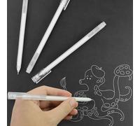 REBECCAHOWARD Lot de 4 stylos gel blanc - Pointe de 0,6 mm - Pour croquis - Pour le dessin - Stylo gel blanc pour livres d'or et peinture sur papier noir