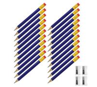 REBECCAHOWARD Lot de 48 crayons de golf avec gomme et couteau d'écriture, mini crayon courts, demi-crayons ronds, portables, bleu, pour écrire et esquisser