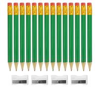 REBECCAHOWARD Lot de 48 mini crayons à graisse courts portables avec roues en caoutchouc et ponceuses - Crayons à dessin pré-aiguisés - Crayons à dessin - Crayons en bois vert lisse - Pour mariage
