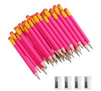 REBECCAHOWARD Lot de 48 mini crayons en bois HB avec gomme et 4 couteaux de police, crayon ergonomique, compacts, gomme intégrée, courts en bois, pour événement de golf