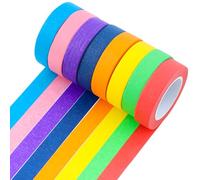 REBECCAHOWARD Lot de 8 rouleaux de ruban adhésif en papier coloré 1,5 cm x 13 m, ruban de peinture pour bricolage, décoration, matériel artistique amusant pour enfants, artisanat