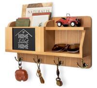 Rebee Vision Farmhouse Keyder pour mur - Organisateur de courrier avec tableau de tableau avec 4 crochets - cintre de cle rustique pour decoratio