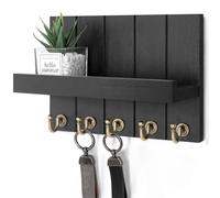 Rebee Vision Porte-clés mural de ferme pour décoration murale, salon et courrier avec étagère pour accessoires essentiels de l'appartement, décoration d'intérieur esthétique (noir, 9 cm P x 25 cm l x