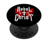 Rebel for Christ-Jesus Cross Gothic Y2K Streetwear Punk PopSockets PopGrip Adhésif