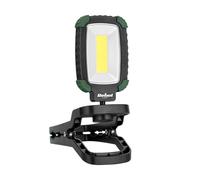 Rebel Lampe d'atelier LED COB 5 W - Lampe de travail sans fil 2000 mAh avec clip de fixation, port USB-C, 3 modes d'éclairage, 5500 K, blanc neutre, baladeuse robuste pour chantier et garage