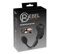 Rebel - anneau pénis & testicules avec vibromasseur anal (noir)