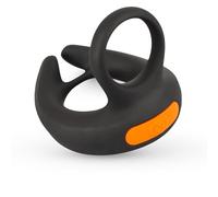 Rebel - anneau pénis vibrant avec stimulateur testicules - silicone noir