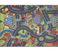 REBEL ROADS Tapis Town life 97 Big city, rue antidérapante pour enfants - gris gris 95x133 cm