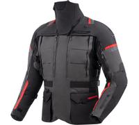 Rebelhorn Cubby 5 Veste textile moto imperméable, Gris foncé/Noir/Rouge, Taille L
