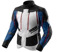 Rebelhorn Hardy 3.0 Veste textile moto imperméable, Gris/Bleu/Rouge, Taille 5XL