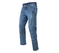 REBELHORN Hawk III Jean de Moto pour Homme | Doublure en Fibre d'aramide | Protections Genoux et Hanches | 2 canaux de Ventilation avec Fermeture éclair | Coupe Droite, Bleu délavé., 30W x 32L