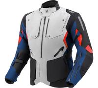 Rebelhorn Hiker 4 Veste textile moto imperméable, Gris clair/bleu/rouge, Taille 2XL