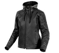 REBELHORN Impala Lady Veste de moto en cuir pour femme avec protections certifiées au niveau des coudes et des épaules Capuche amovible