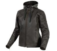 REBELHORN Impala Lady Veste de moto en cuir pour femme avec protections certifiées au niveau des coudes et des épaules Capuche amovible