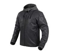 REBELHORN Impala Veste de moto pour homme | Cuir | Protections coudes et épaules | Capuche amovible | Variante perforée