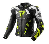 REBELHORN Inferno Jacket Veste de Moto, Noir/Blanc/Jaune Fluo, 52 Homme