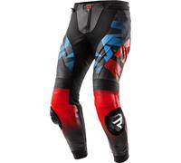 Rebelhorn Inferno Pantalon en cuir de moto, Noir/Bleu/Blanc/Rouge, Taille 52