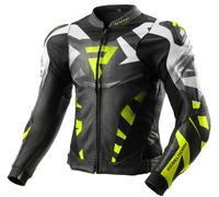 Rebelhorn Inferno Veste en cuir moto, Noir/Blanc/Jaune, Taille 52