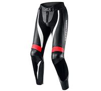 REBELHORN Rebel Lady Pantalon de Moto en Cuir pour Femme Genoux et Protection des Hanches Kevlar Renforts Ventilation Panneaux élastiques