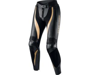 Rebelhorn Rebel Pantalon en cuir de moto dames, Noir/Or, Taille 40