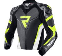 Rebelhorn Rebel Veste en cuir moto, Noir/Blanc/Jaune, Taille 46